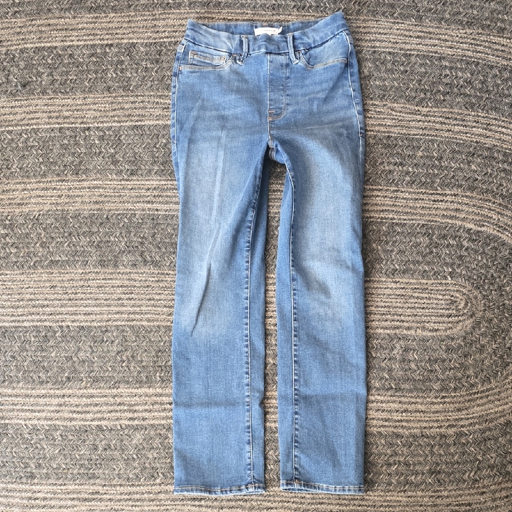 Good American Light Blue Pull On Straight Leg Jeans